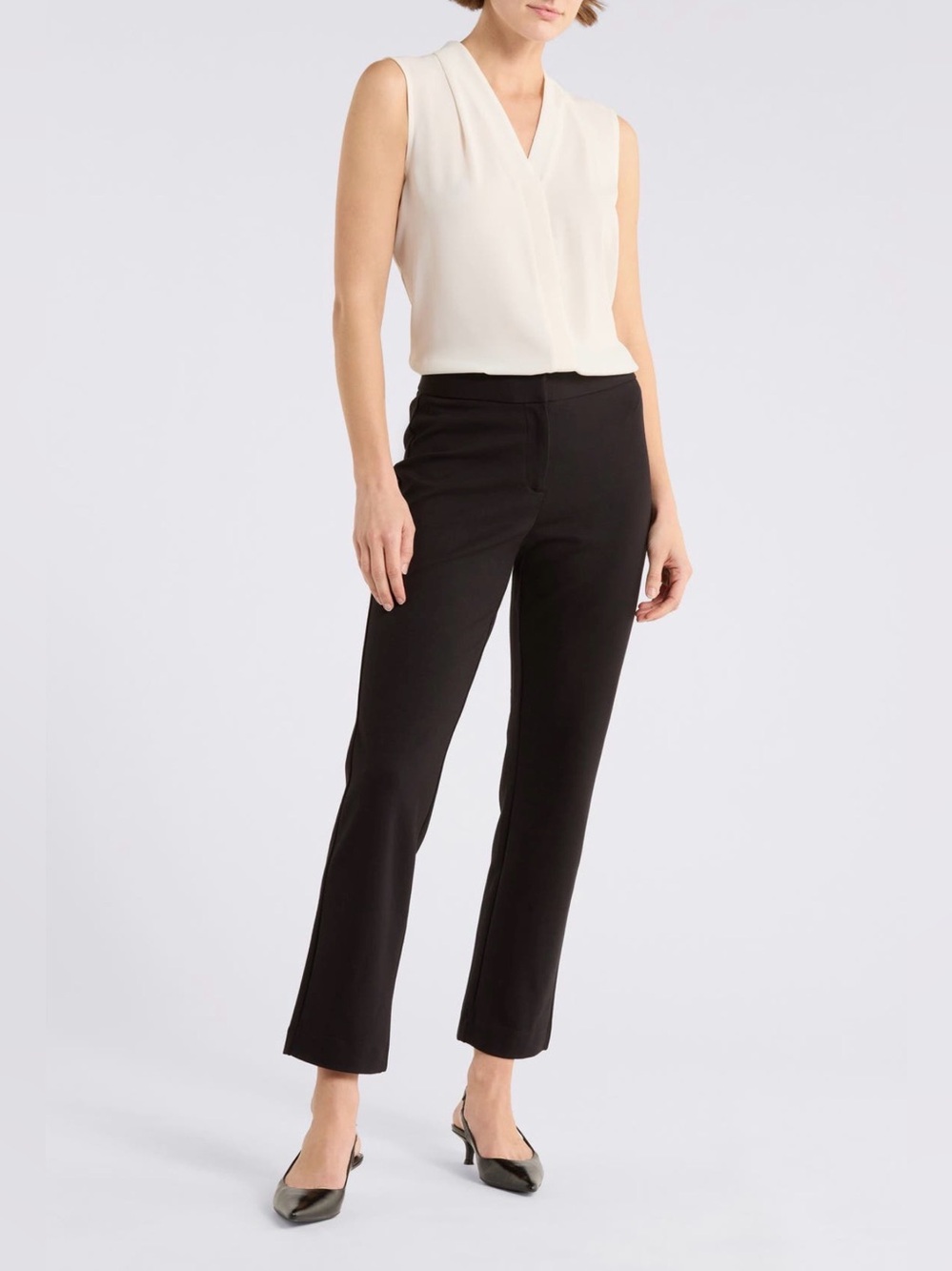 NWT Nordstrom Black Slim Ankle Ponte Knit Work Pants - Size M
